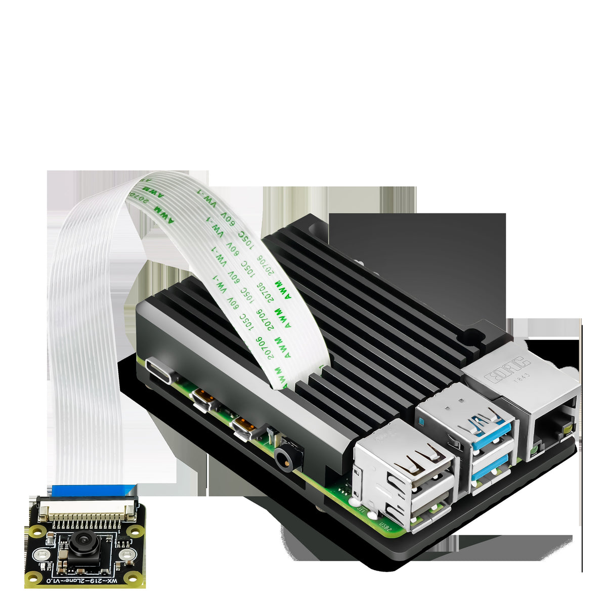 Módulo de câmera CSI OV5647 5MP para Raspberry Pi 4B/5B – 1080p 30 fps, grande angular 150°, cabo FPC plug-and-play – IA, segurança e robótica