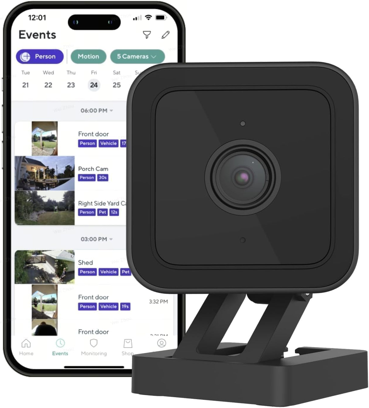 Wyze Cam v3 1080p HD Câmera de vídeo interna/externa para segurança, animais de estimação, monitor de bebê, com visão noturna colorida, áudio bidirecional, compatível com Alexa e Google (Renovado)