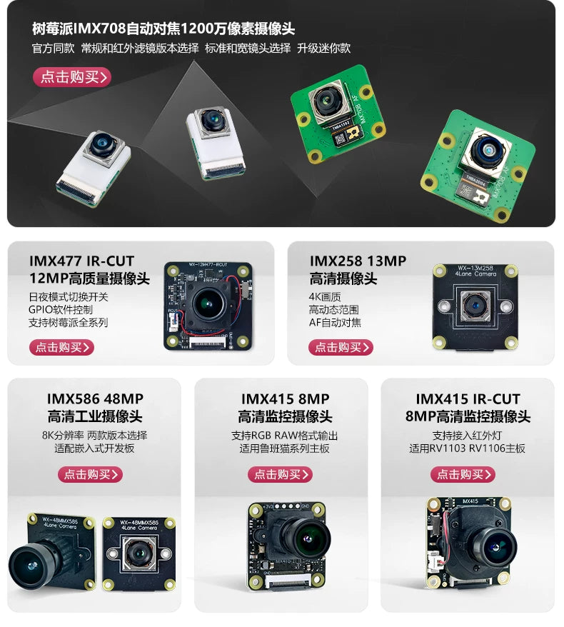 Módulo de câmera profissional com lente personalizada para RPi 5/4/Zero